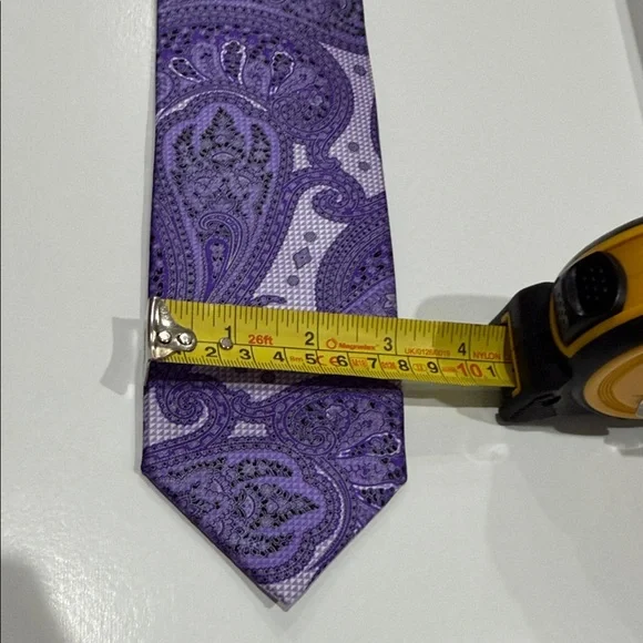 Dolcepunta Men's Full Tie Set - Blue, Green, Purple 100% silk made in Italy - Picture 9 of 13